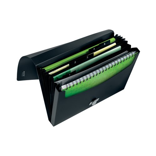 The Leitz Expanding Concertina File for every day use in school, office and home with 5 compartments. Premium quality polypropylene which is made from 80% recycled plastic, climate neutral, 100% recyclable. This robust and practical project file from the Leitz Recycle range and is made to last, is eco friendly to both improve your office environment and the environment of our planet.