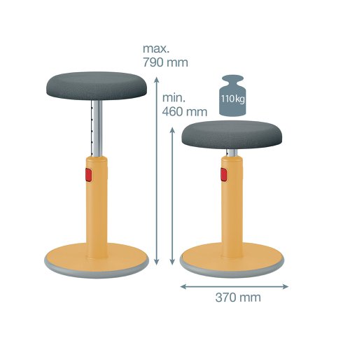 Leitz Ergo Cosy Active Sit/Stand Stool 370x370x690mm Warm Yellow 65180019