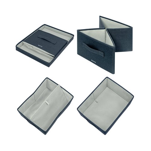 Leitz Fabric Storage Box with Lid Twinpack Medium Grey 61440089