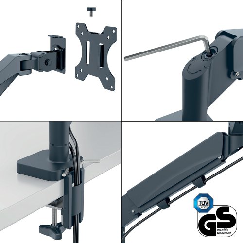 Leitz Ergo Single Monitor Arm Dark Grey 64890089