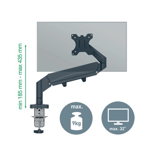 Leitz Ergo Single Monitor Arm Dark Grey 64890089