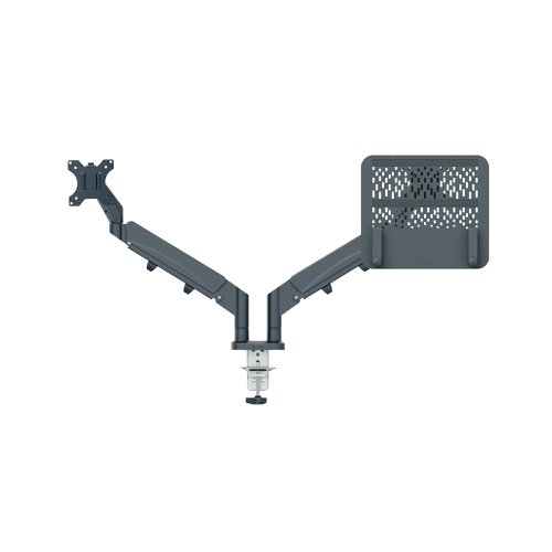 Leitz Ergo Dual Monitor and Laptop Arm Dark Grey 65380089 | ACCO Brands