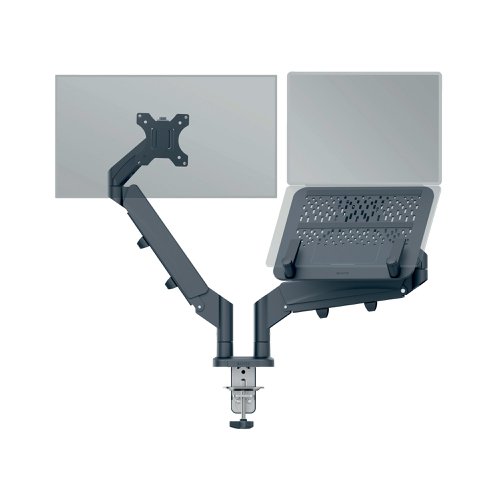 Leitz Ergo Dual Monitor and Laptop Arm Dark Grey 65380089 | ACCO Brands