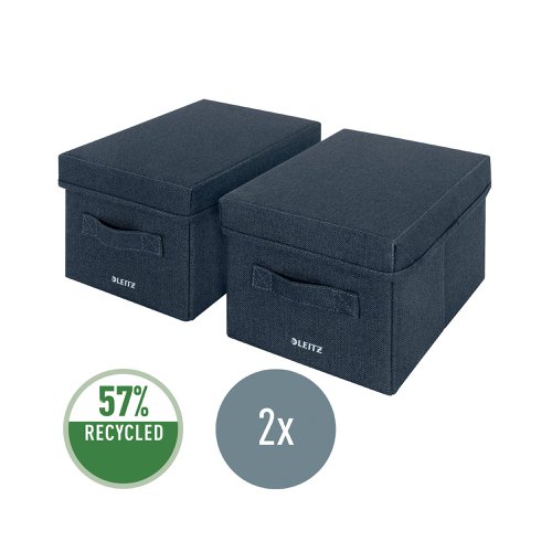 Leitz Fabric Storage Box with Lid Twinpack Small Grey 61460089