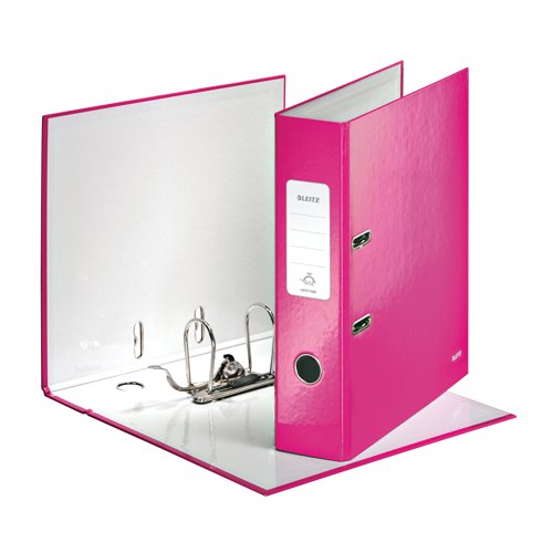 Leitz Wow 180 Lever Arch File 80mm A4 Pink (Pack of 10) 10050023 | ACCO Brands