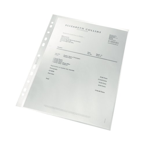 Leitz Punched Pockets Recycled A4 (Pack of 100) 4791-10-03