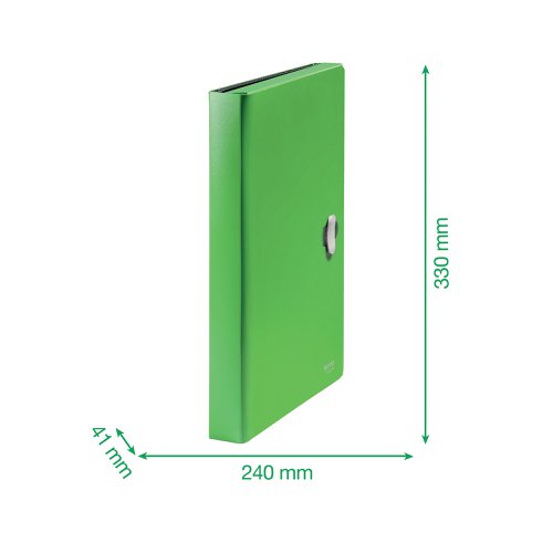 From the Leitz Recycle range, an eye-catching, premium quality expanding concertina project file for every day use in school, office and home with 5 compartments. Light-weight, long-lasting and reusable. Ideal for managing smaller projects, dividing subjects, organising customers files and other documents. Made from 80% recycled plastic, climate neutral, 100% recyclable and with Blue Angel environmental certification. This robust and practical project file perfectly complements other products from the Leitz Recycle range and is made to last. Modern and contemporary green stationery that will look great at home and in the office. With the new eco friendly Recycle range from Leitz you can both improve your office environment and the environment of our planet.