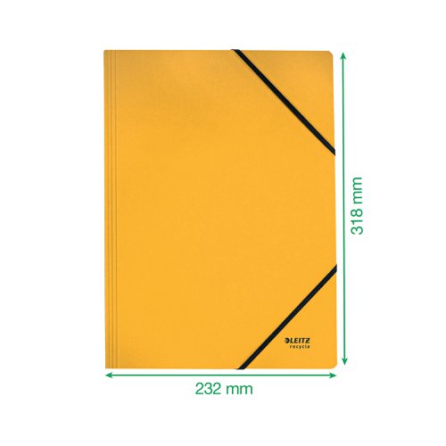 Leitz Recycle Card Folder/Elastic Bands A4 Yellow (Pack of 10) 39080015