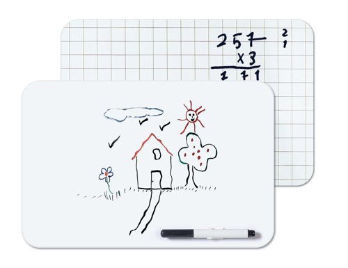 Bi-Office Frameless Non-Magnetic Whiteboard Double Plain/Grid Surface A4 (Pack of 6) MB8034397 | Bi-Silque