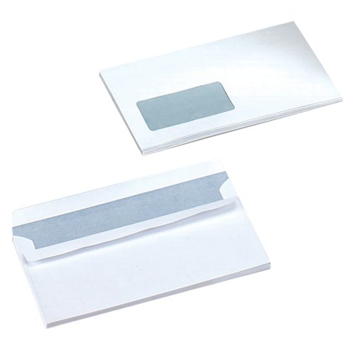 5 Star Office Envelopes Wallet Self Seal Window 80gsm DL 220x110mm White (Pack of 1000)