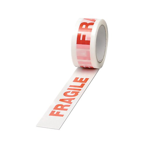 Polypropylene Tape Printed Fragile 50mmx66m White Red (Pack of 6) PPP-C | Antalis Limited