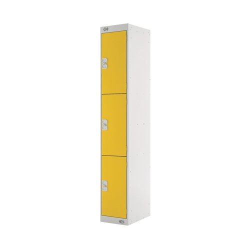 Three Compartment Locker 300x300x1800mm Yellow Door MC00018