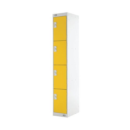 Four Compartment Locker 300x300x1800mm Yellow Door MC00024