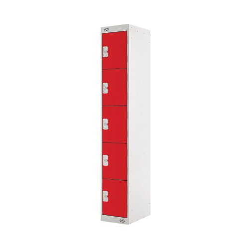 Five Compartment Locker 300x300x1800mm Red Door MC00029