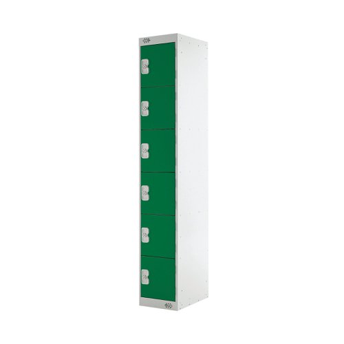 Six Compartment Locker 300x300x1800mm Green Door MC00034