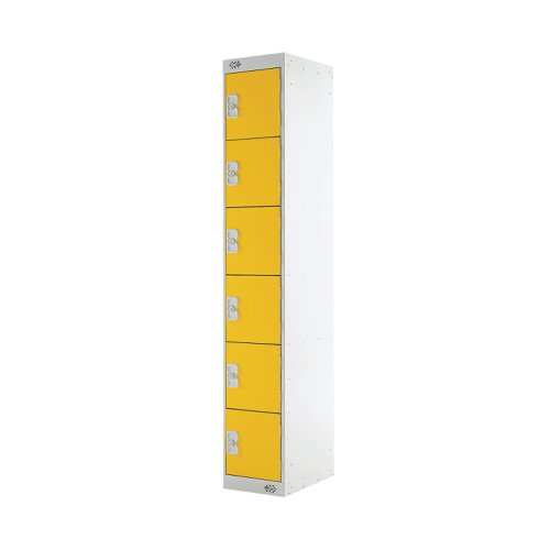 Six Compartment Locker 300x300x1800mm Yellow Door MC00036