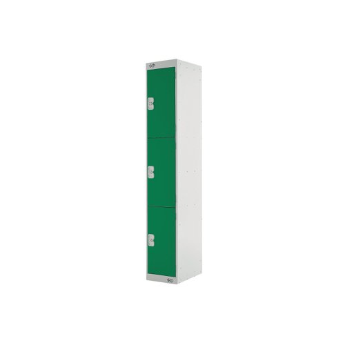 Three Compartment Locker 300x450x1800mm Green Door MC00052