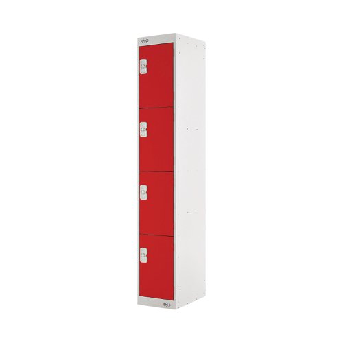 Four Compartment Locker 300x450x1800mm Red Door MC00059