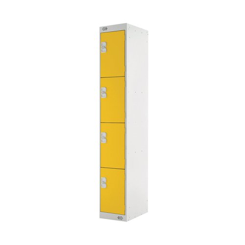 Four Compartment Locker 300x450x1800mm Yellow Door MC00060