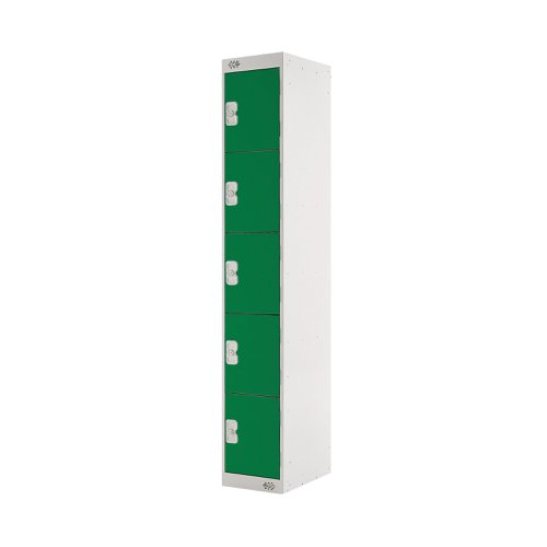 Five Compartment Locker 300x450x1800mm Green Door MC00064