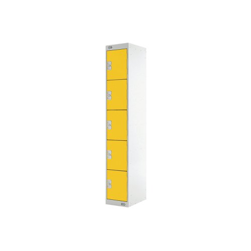 Five Compartment Locker 300x450x1800mm Yellow Door MC00066