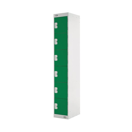 Six Compartment Locker 300x450x1800mm Green Door MC00070