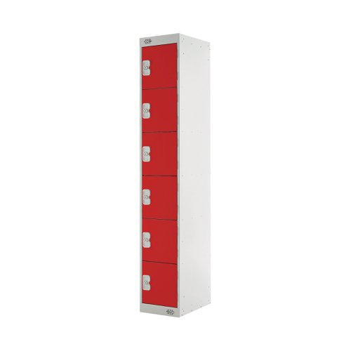 Six Compartment Locker 300x450x1800mm Red Door MC00071