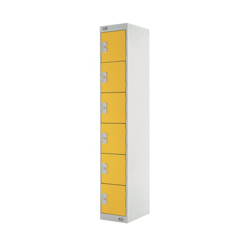 Six Compartment Locker 300x450x1800mm Yellow Door MC00072