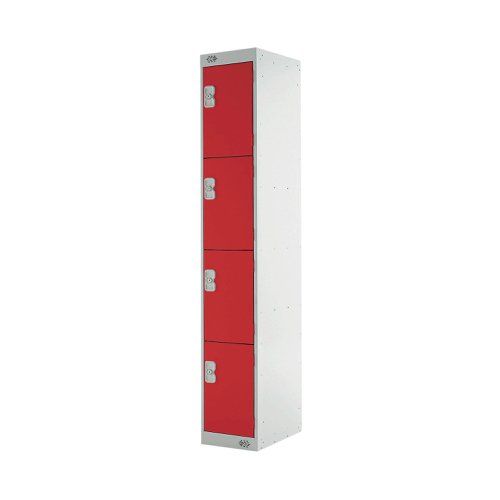 Four Compartment Express Standard Locker 300x300x1800mm Red Door MC00147