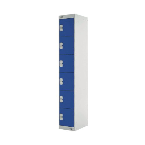 Six Compartment Express Standard Locker 300x300x1800mm Blue Door MC00148