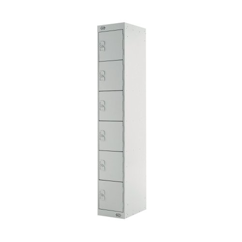 Six compartment Express Standard Locker 300x300x1800mm Light Grey Door MC00149