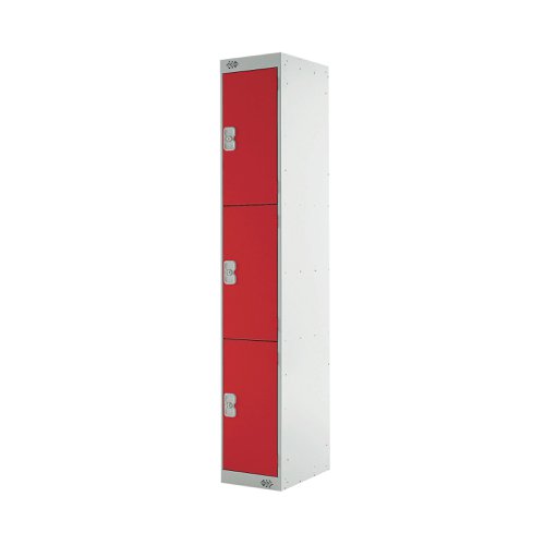 Three Compartment Express Standard Locker 300x450x1800mm Red Door MC00159