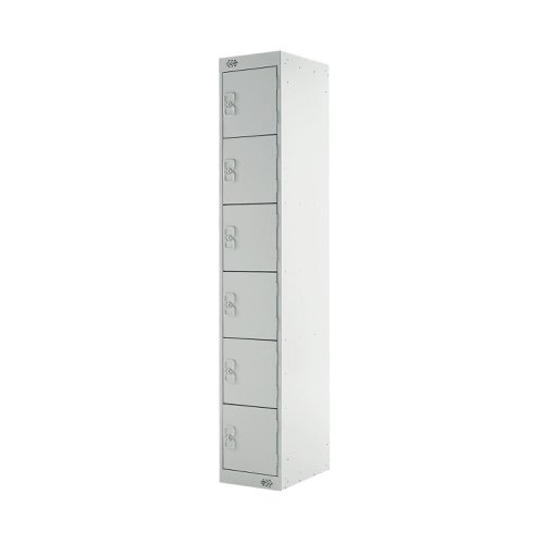 Six Compartment Express Standard Locker 300x450x1800mm Light Grey Door MC00164