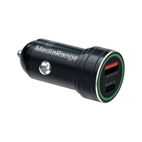 MediaRange in-car charging adapter are perfect for charging mobile devices via the cigarette ligher socket in vehicles. The compact-sized 20W fast charger with aluminium housing comes with 1x USB-A and 1x USB-C output and allows you to charge up to two mobile devices simultaneously. Supporting Quick Charge 3.0 (USB A) and Power Delivery 3.0 (USB C). Charges via the cigarette lighter in vehicles with 12V/24V on-board power supply. Ideal for charging your smartphone, tablet, PC or other devices. Can charge two devices at the same time.