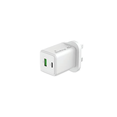 MediaRange GaN Fast Charging Adapter UK Plug 1xUSB-C and 1xUSB-A 45W White MRMA113-UK