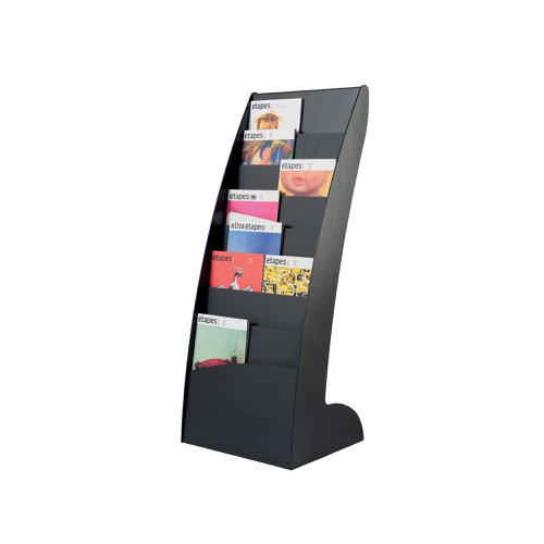 Fast Paper Black Curved Literature Display (Floor standing display with 8 compartments) 285.01