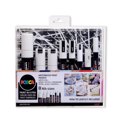 Posca Uni Posca Paint Marker Set 8 Nib Sizes White (Pack of 8) 153544531
