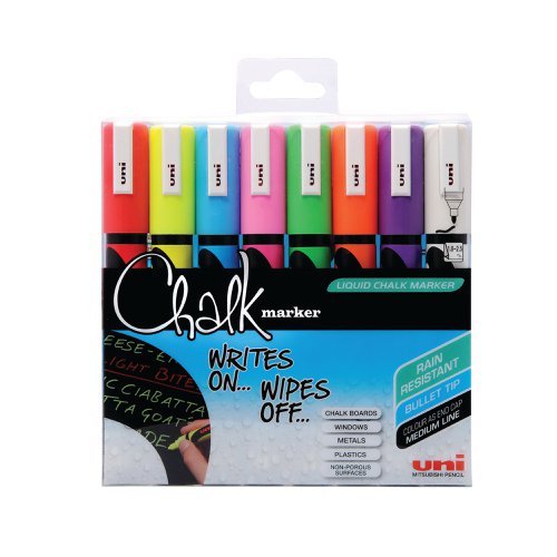 Uni-Ball UniChalk Chalk Marker Medium Assorted (Pack of 8) 153494341