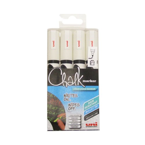 Uni-Ball UniChalk Chalk Marker Medium White (Pack of 4) 153494342 | Mitsubishi Pencil Company