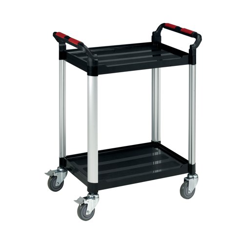 Barton Black and Silver 2 Shelf Standard Plastic Trolley White WHTT2SS