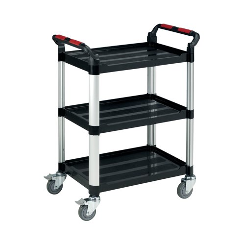 Barton Black and Silver 3 Shelf Standard Plastic Trolley White WHTT3SS