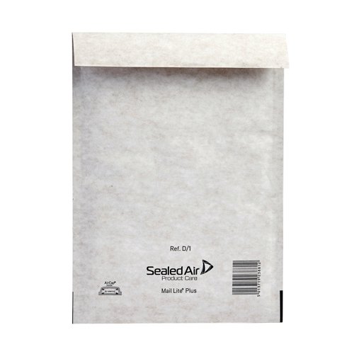 Mail Lite + Bubble Lined Postal Bag Size D/1 180x260mm Oyster White (Pack of 100) MLPD/1