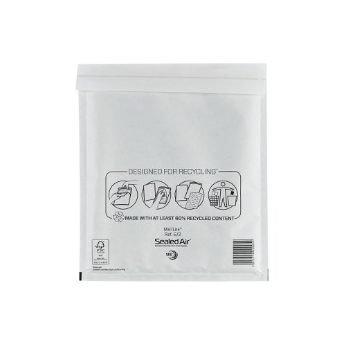 Mail Lite Bubble Postal Bag White E2-220x260 (Pack of 100) 101098083 | MQ27099 | Sealed Air Ltd