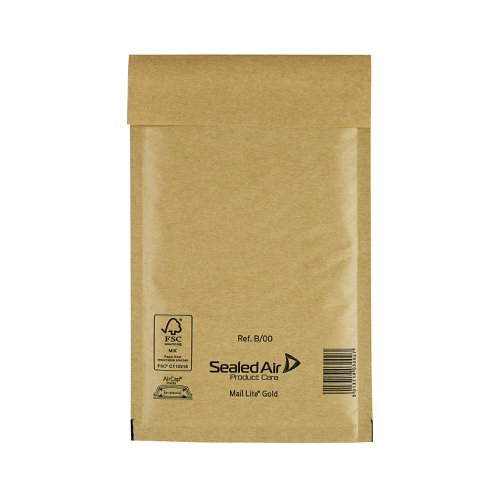 Mail Lite Bubble Postal Bag Gold B00-120x210 (Pack of 100) 101098090