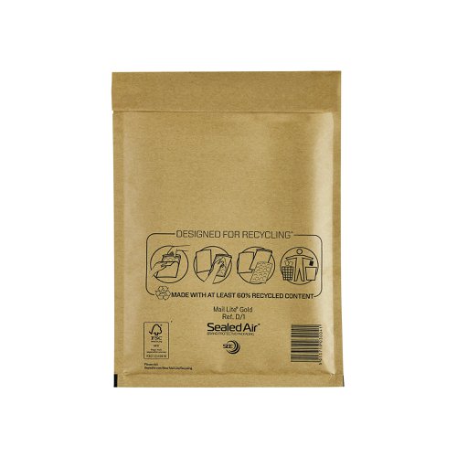 Mail Lite Bubble Postal Bag Gold D1-180x260 (Pack of 100) 101098093