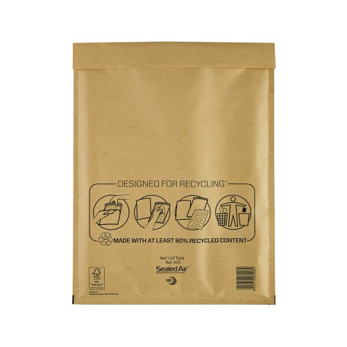 Mail Lite Bubble Postal Bag Gold H5-270x360 (Pack of 50) 101098097