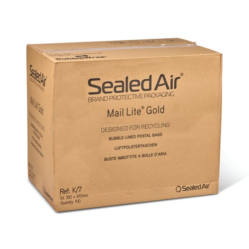 Sealed Air Mail Lite Bubble Postal Bag Gld K/7 Pack of 100 101273333
