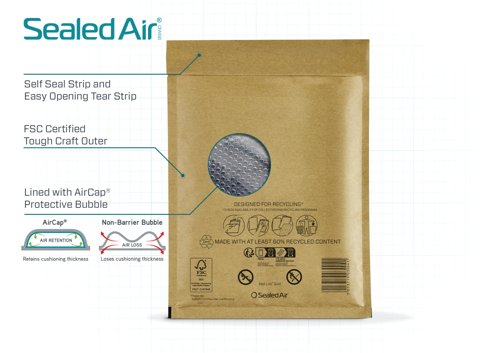 Sealed Air Mail Lite Bubble Postal Bag Gld J/6 Pack of 100 101273332
