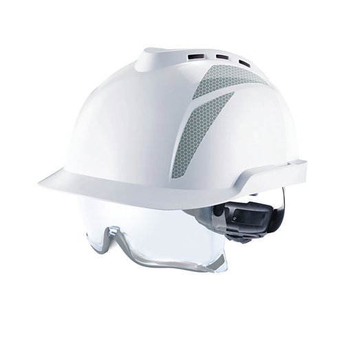 MSA V-Gard 930 Vented Helmet White W/ Integrated Spec Gry Sticker