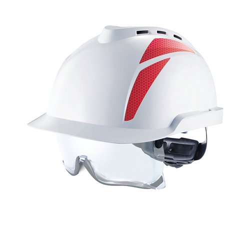 MSA V-Gard 930 Vented Helmet White W/ Integrated Spec Red Sticker